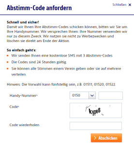 Abstimm-Code anfordern